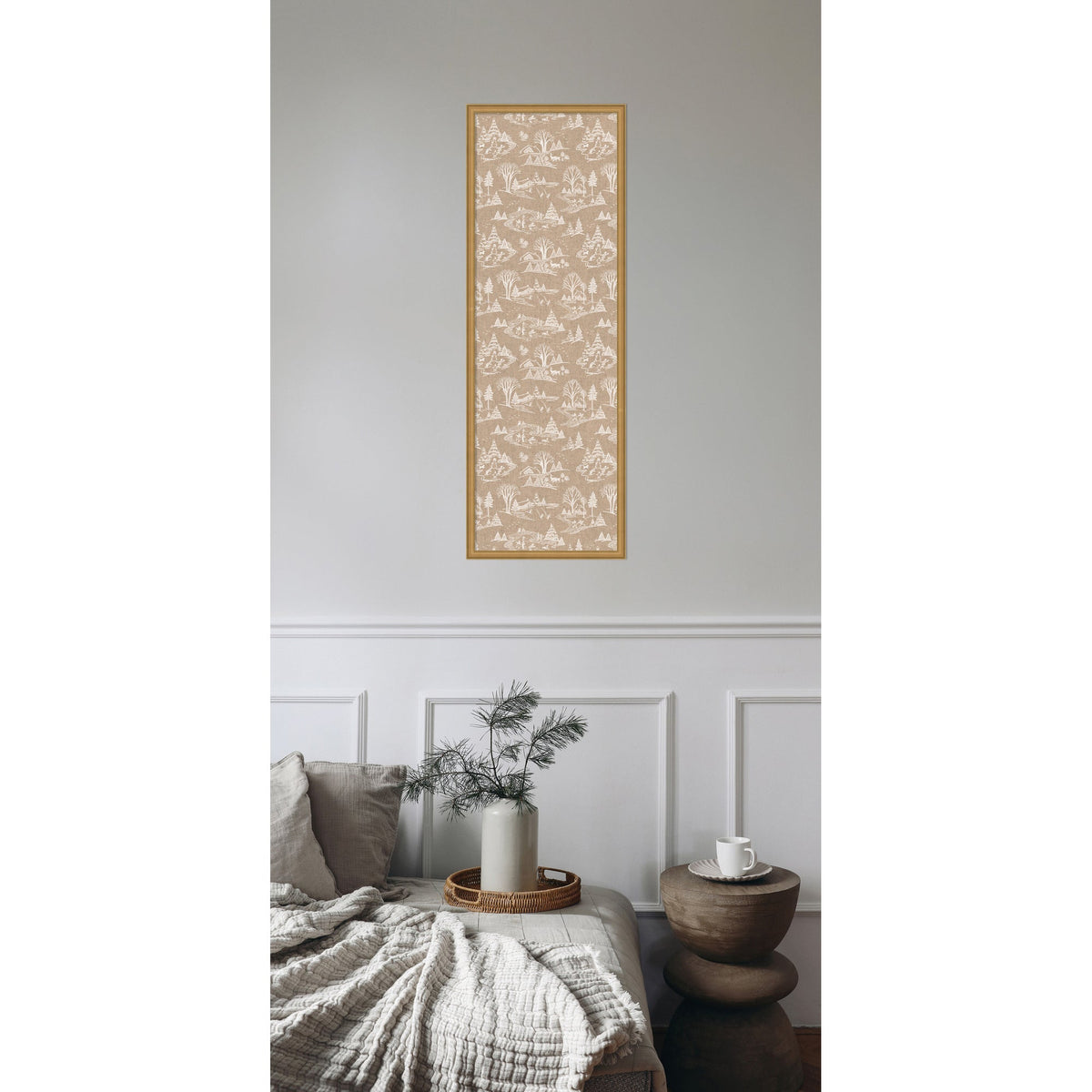 Framed Fabric Magnetic Board Wonderland White Toile Wall Organization