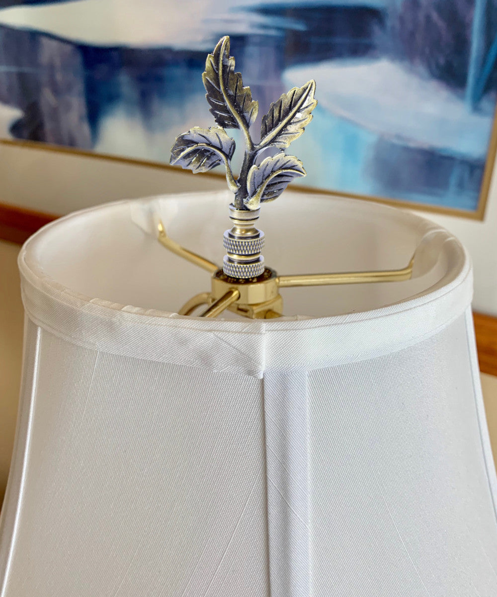 Leaves Lamp Finial Antique Brass Metal 3"h