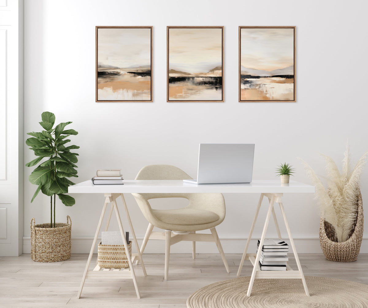 Sylvie Peaceful Landscape I, II and III Framed Canvas Art Set of 3 by Amy Lighthall
