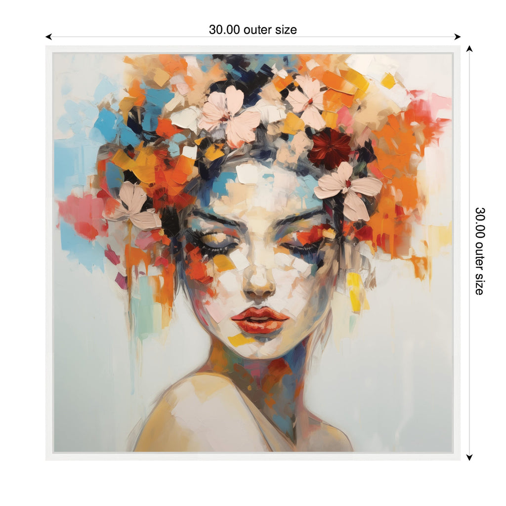 Sylvie Female Figure Colorful Flowers In Hair Framed Canvas by The Creative Bunch Studio