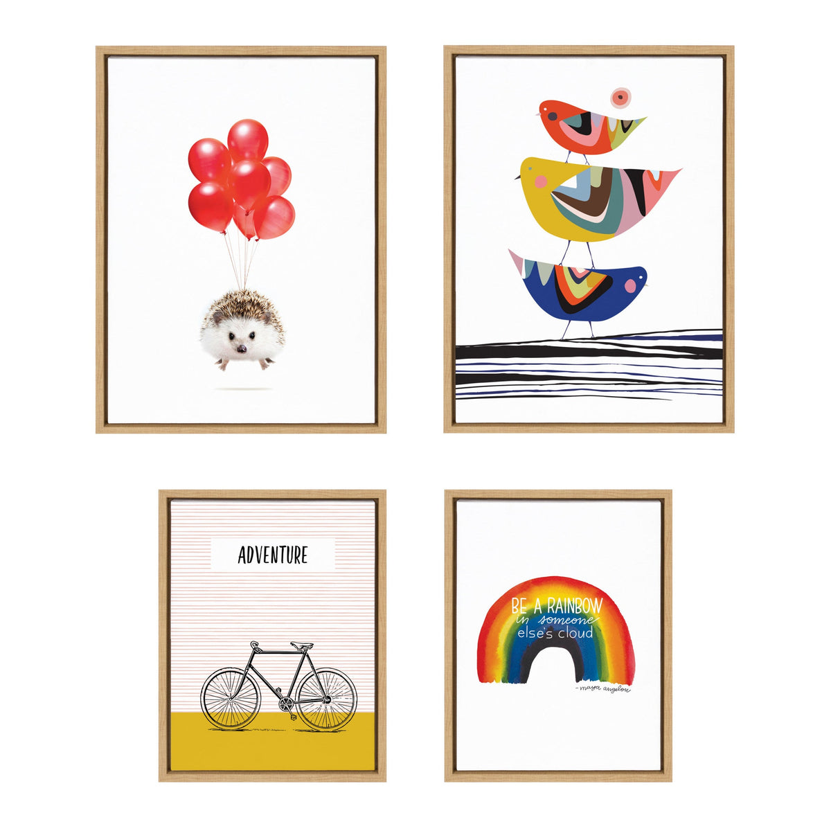 Sylvie Whimsy Modern Framed Canvas Set of 4