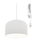 Home Concept 2-Light Plug-In Swag Pendant Light 14"w White Shade with Diffuser, White Cord