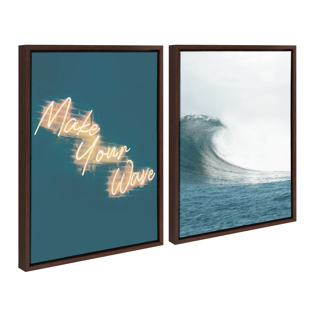 Sylvie Make Your Wave Framed Canvas Set of 2 by The Creative Bunch Studio