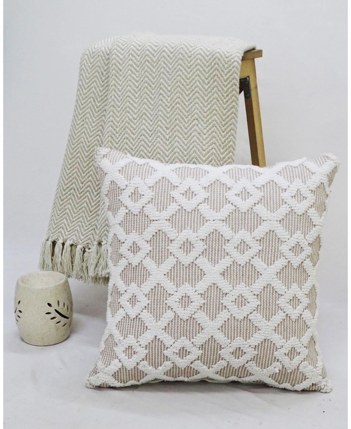 Decorative Beige Accent Throw Pillow 20"x20"