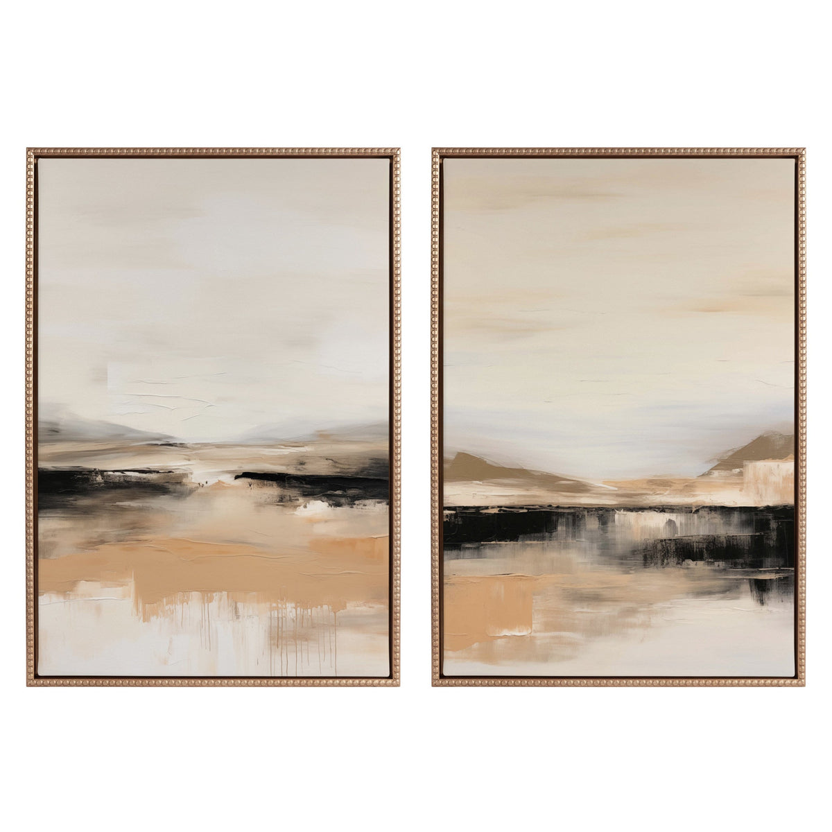 Sylvie Beaded Peaceful Landscape I and II Framed Canvas Art Set of 2 by Amy Lighthall