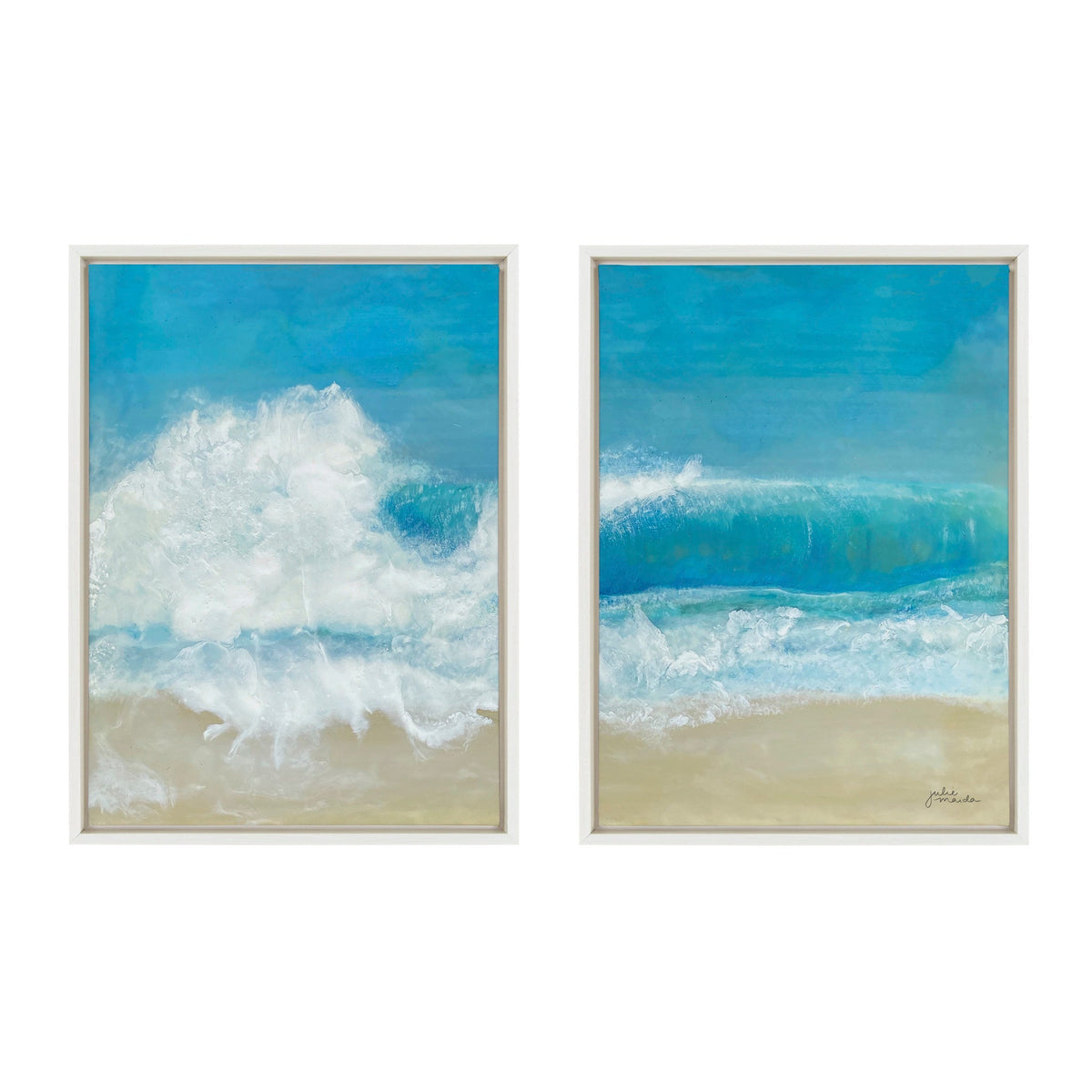 Sylvie Beach Day Left and Right Framed Canvas Set of 2 by Julie Maida