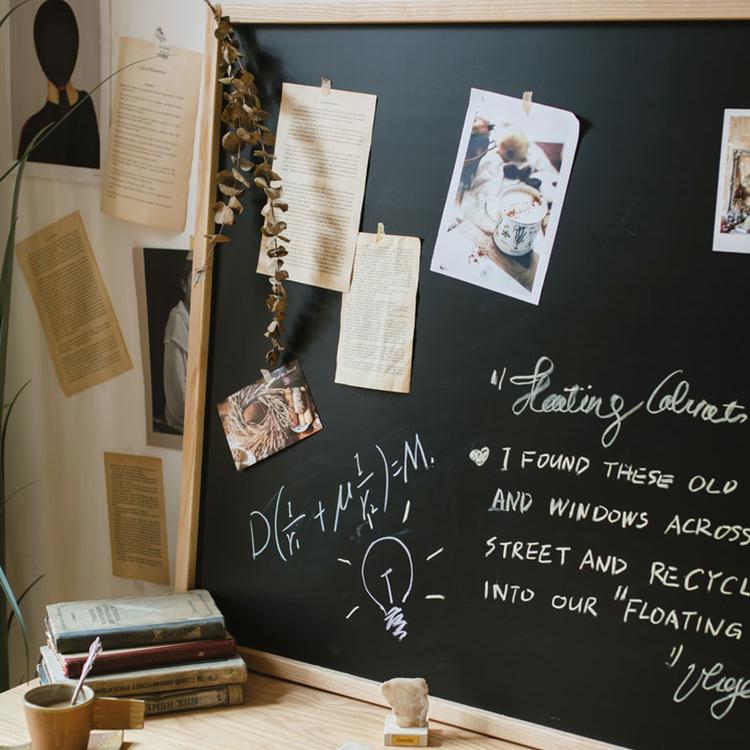 Black Magnetic Chalkboard with Solid Wood Frame