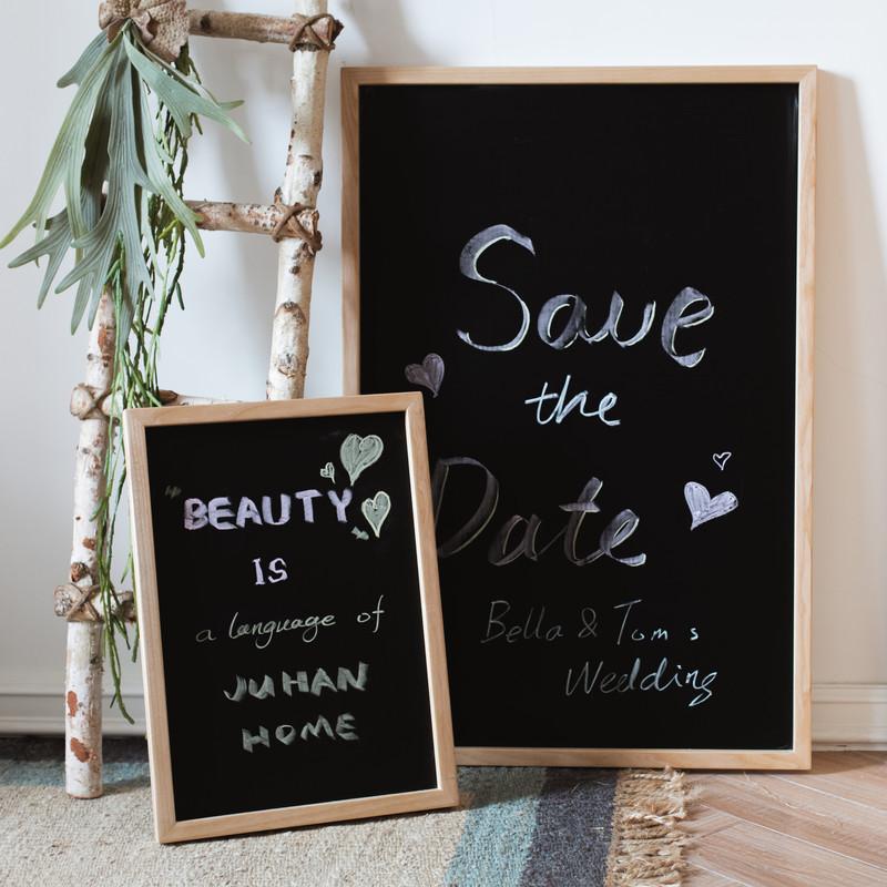 Black Magnetic Chalkboard with Solid Wood Frame