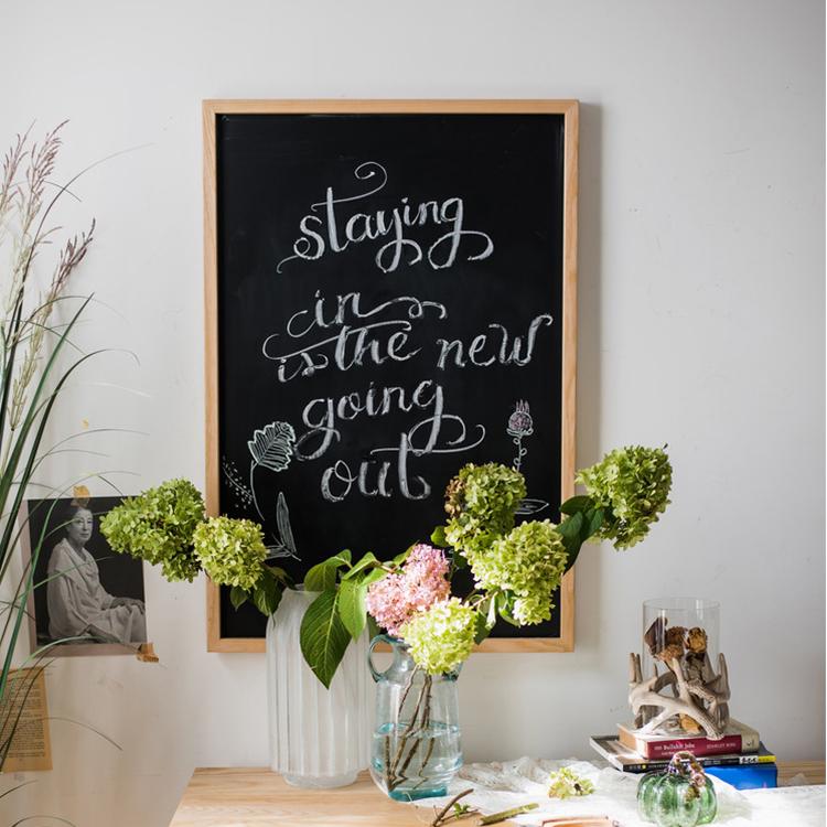 Black Magnetic Chalkboard with Solid Wood Frame