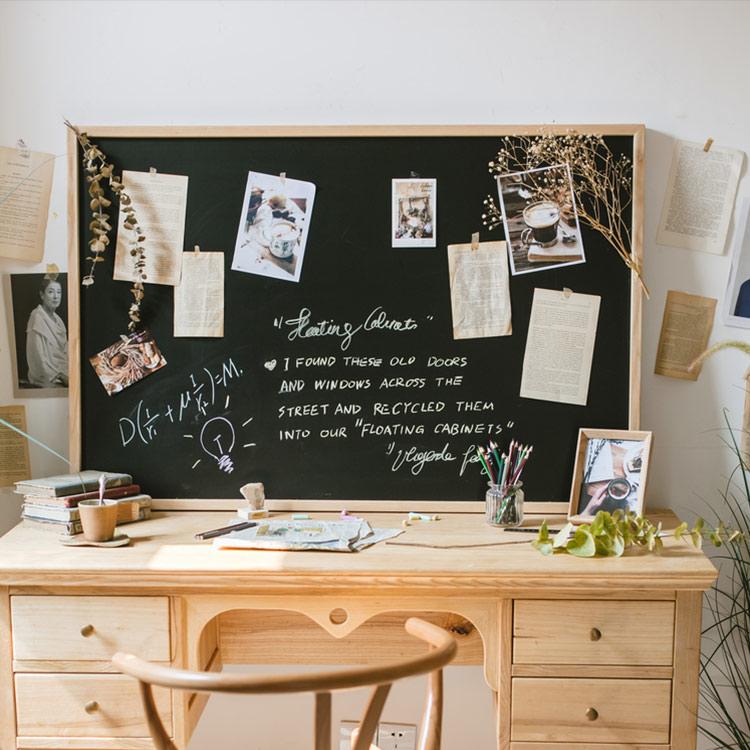 Black Magnetic Chalkboard with Solid Wood Frame