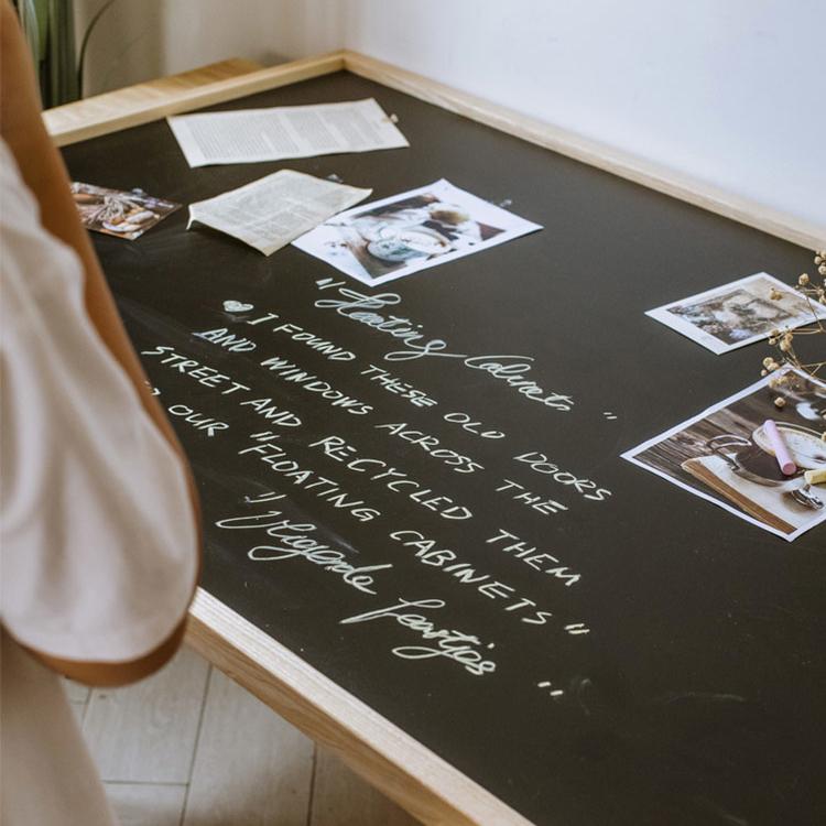 Black Magnetic Chalkboard with Solid Wood Frame