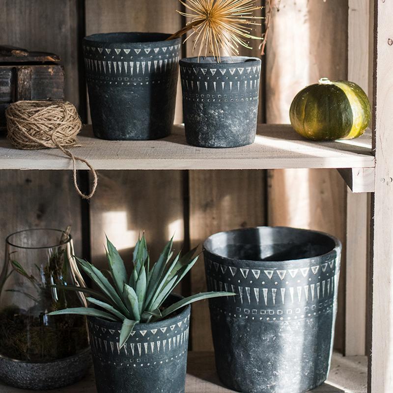 Black Cement Planter