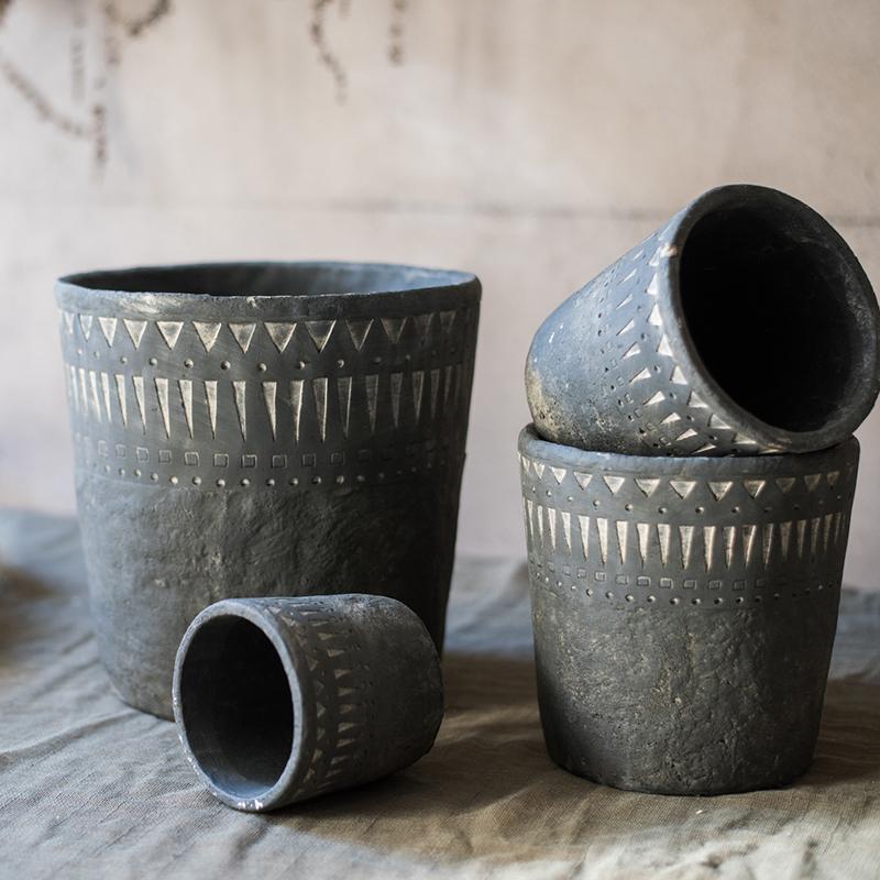 Black Cement Planter