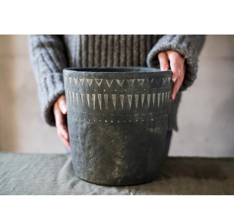 Black Cement Planter