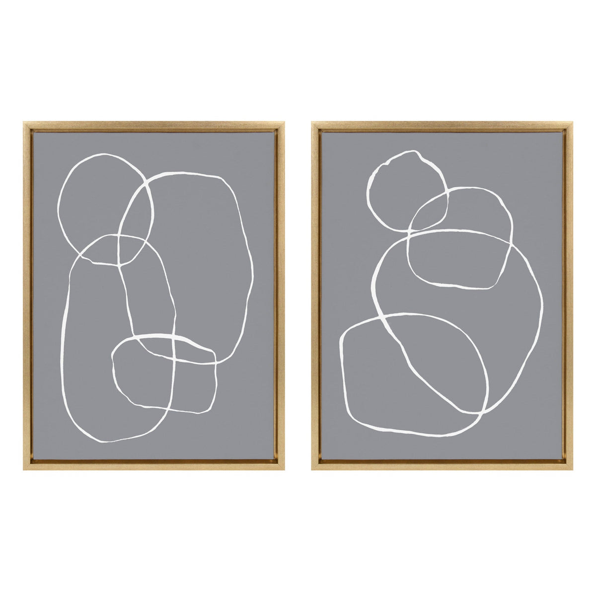 Sylvie Gray Going in Circles Framed Canvas Set by Teju Reval of SnazzyHues