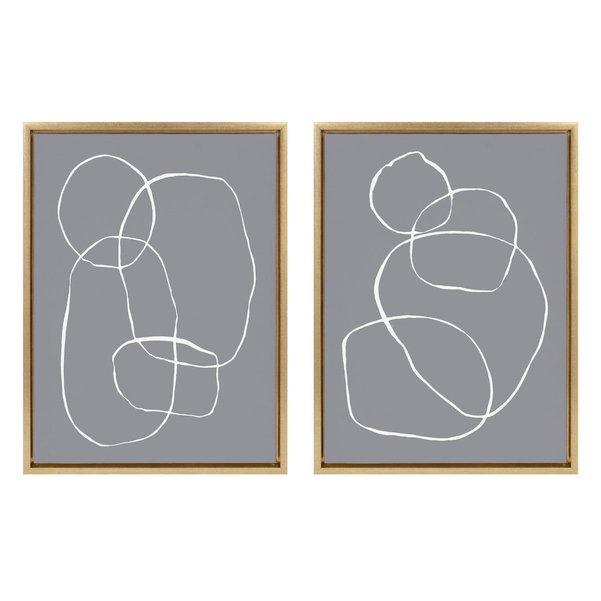 Sylvie Gray Going in Circles Framed Canvas Set by Teju Reval of SnazzyHues
