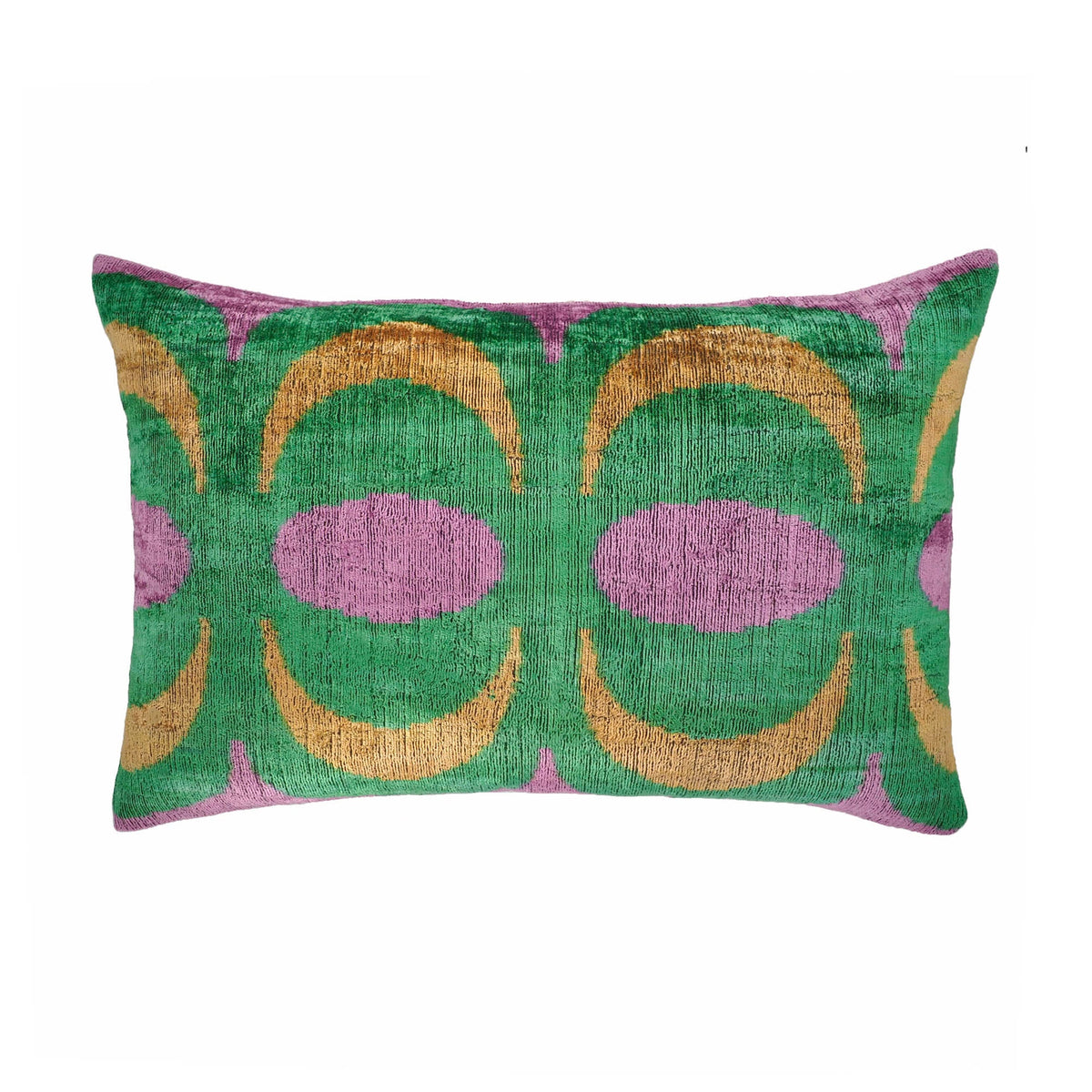 Bongo Silk Velvet Ikat Throw Pillow Cover, 16 x 24