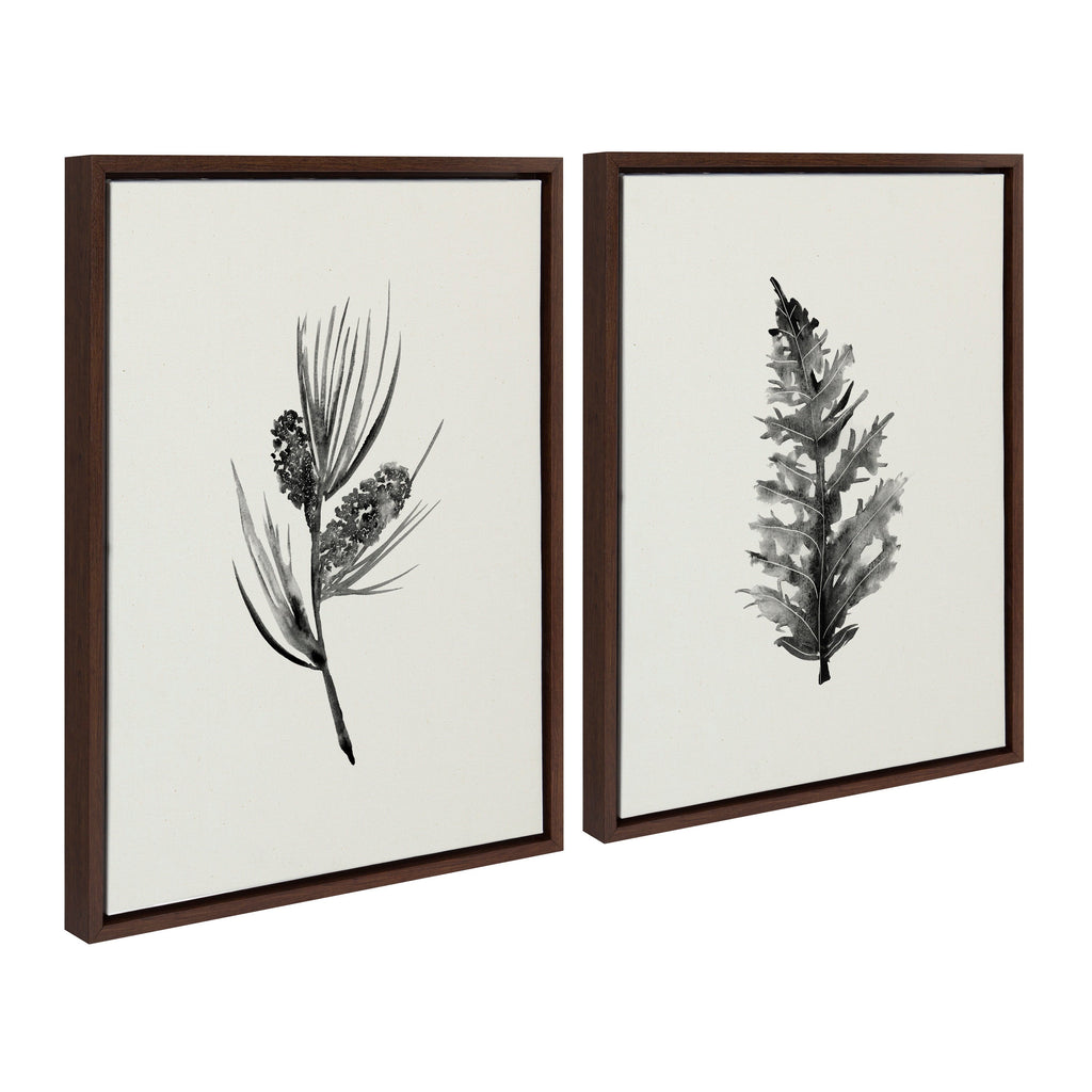 Sylvie Vintage Botanical 3 and 4 Framed Canvas Set of 2 by Teju Reval of SnazzyHues