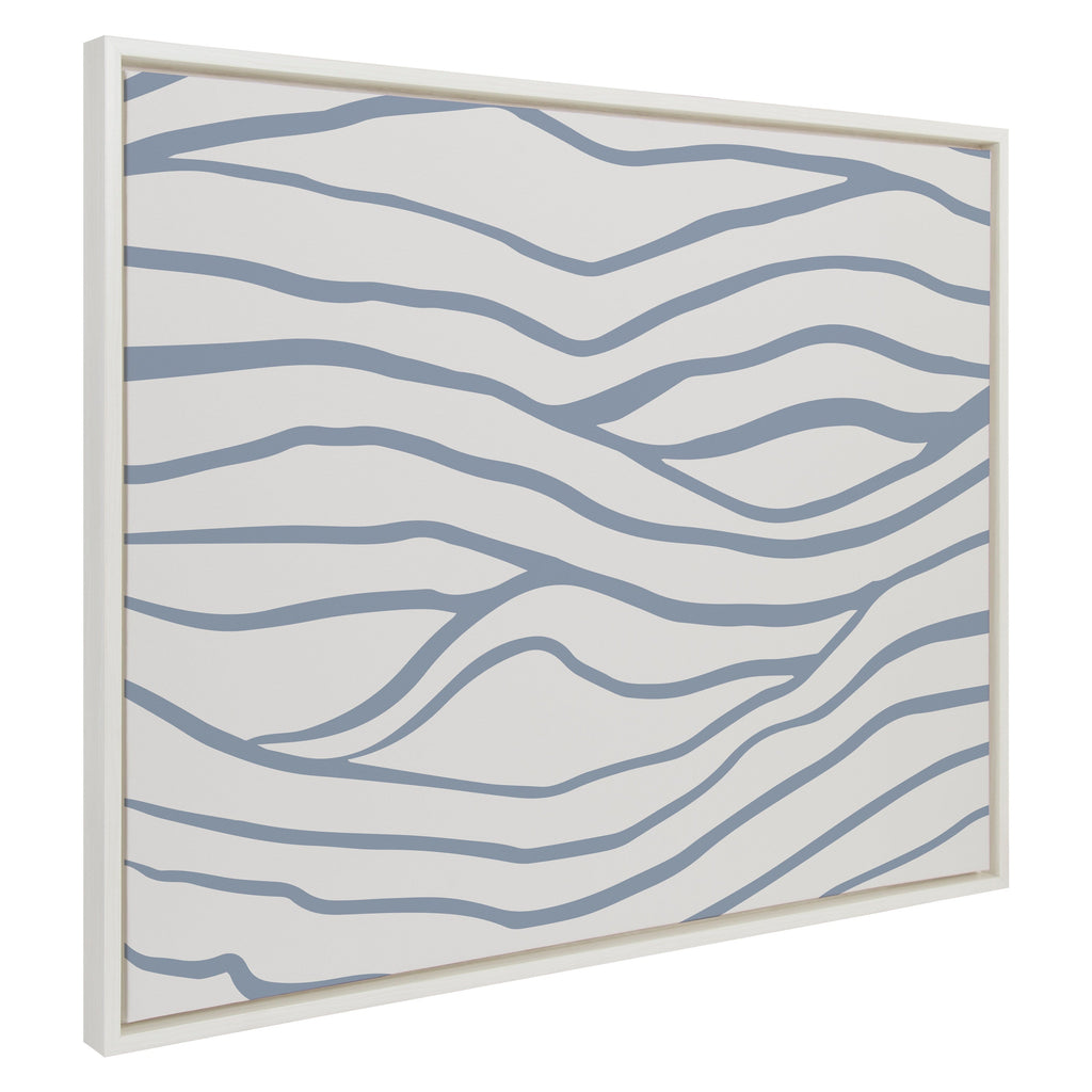 Sylvie Simple Elegant Coastal Waves Framed Canvas by The Creative Bunch Studio