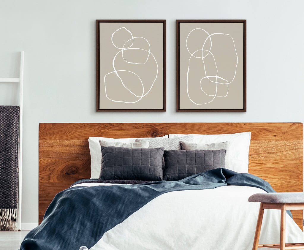 Sylvie Beige Going in Circles Framed Canvas Set of 2 by Teju Reval of SnazzyHues