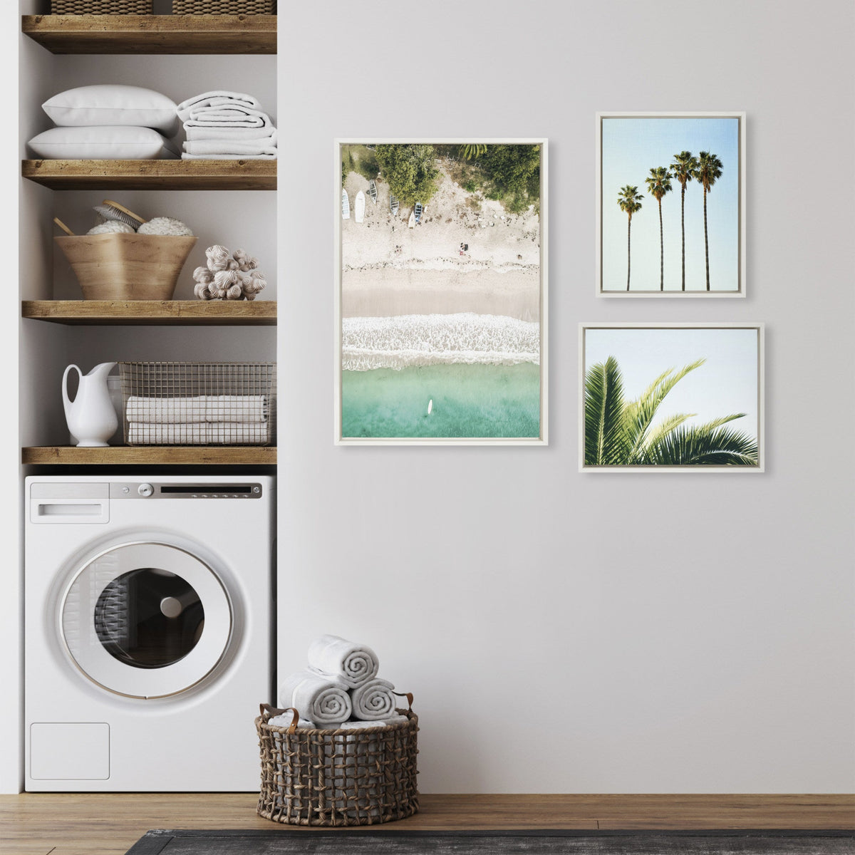 Sylvie Tropical Beach Framed Canvas Set of 3