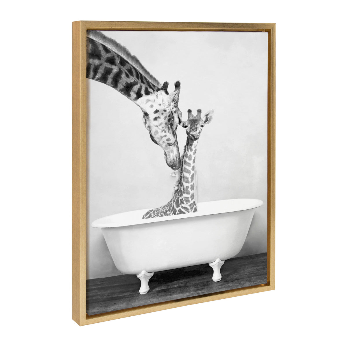 Sylvie Giraffe In Tub Framed Canvas by Amy Peterson Art Studio