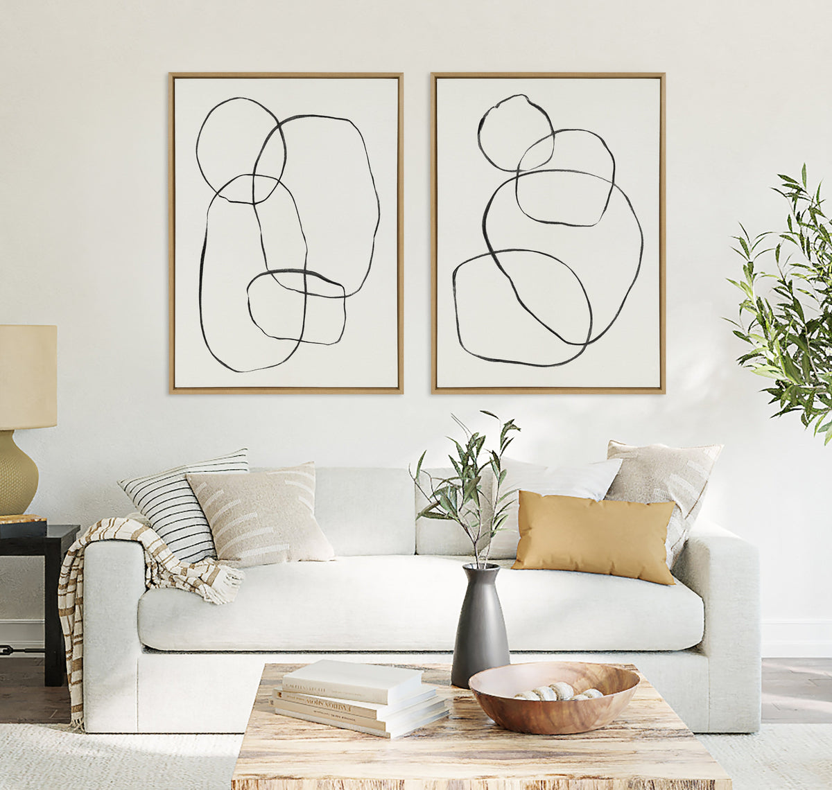 Sylvie Going in Circles Framed Textured Canvas Set of 2 by Teju Reval of SnazzyHues