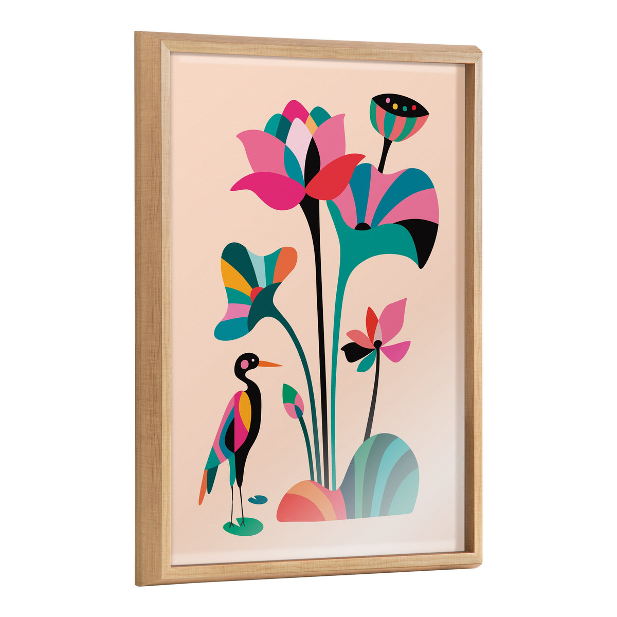 Blake Mid Century Modern Lotus Framed Printed Glass by Rachel Lee of My Dream Wall