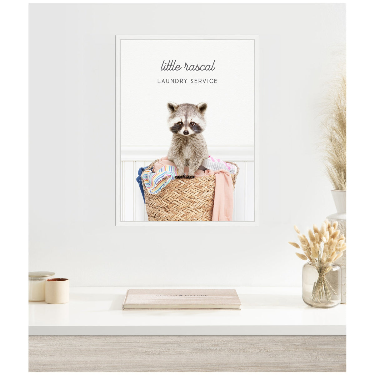 Sylvie Raccoon Little Rascal Laundry Service Framed Canvas by Amy Peterson