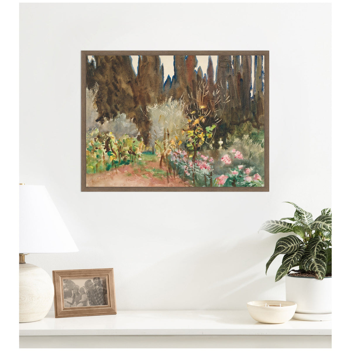 Gardens at Florence circa 1910 John Singer Sargent by Nostalgia Prints Framed Canvas Wall Art Print