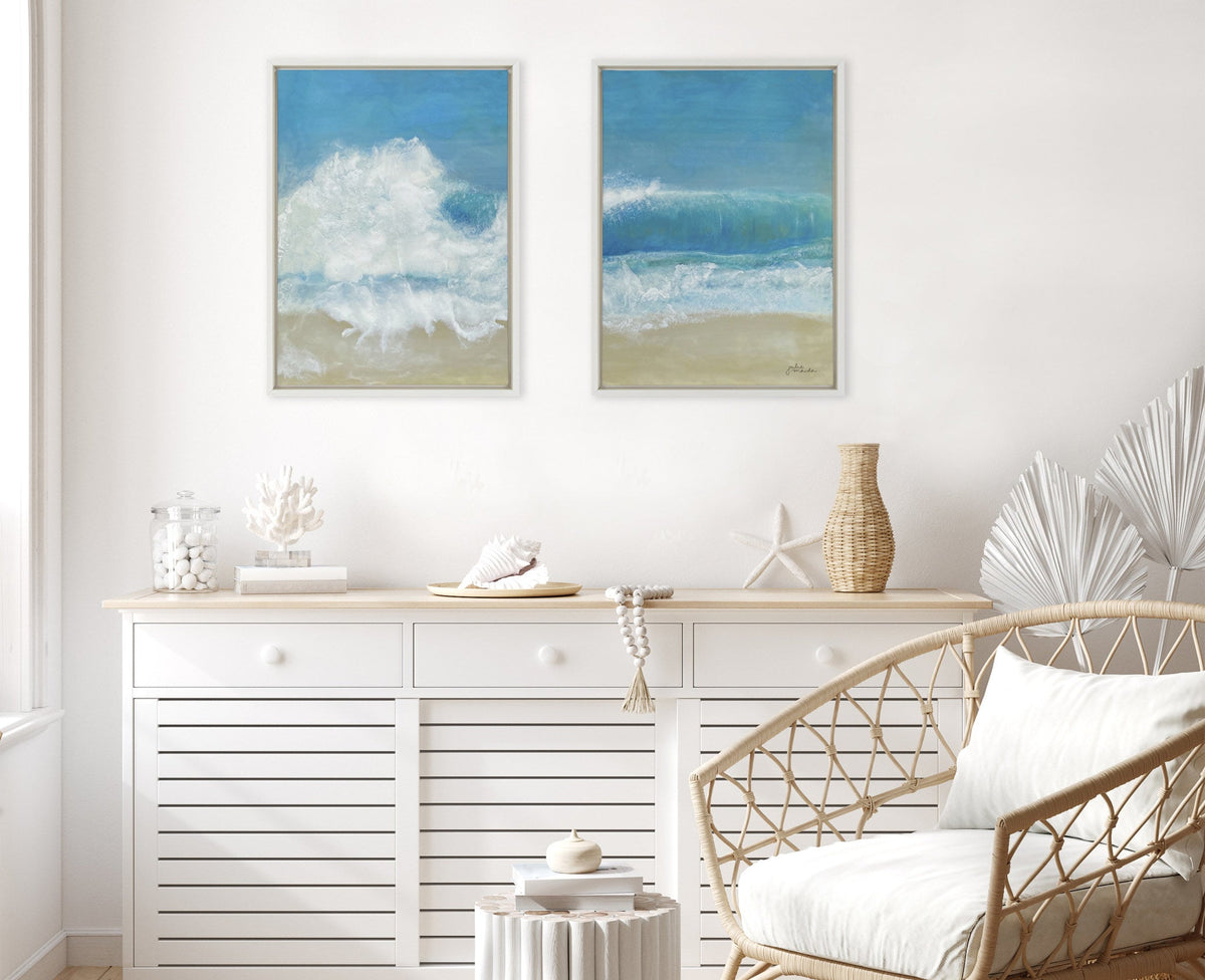 Sylvie Beach Day Left and Right Framed Canvas Set of 2 by Julie Maida