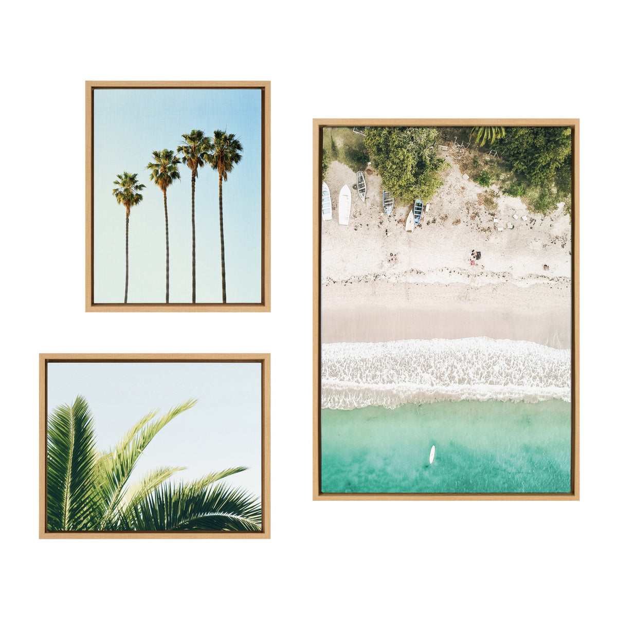 Sylvie Tropical Beach Framed Canvas Set of 3