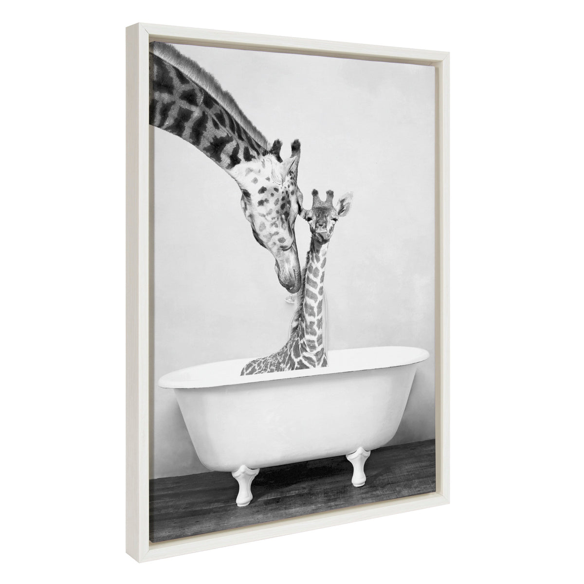 Sylvie Giraffe In Tub Framed Canvas by Amy Peterson Art Studio