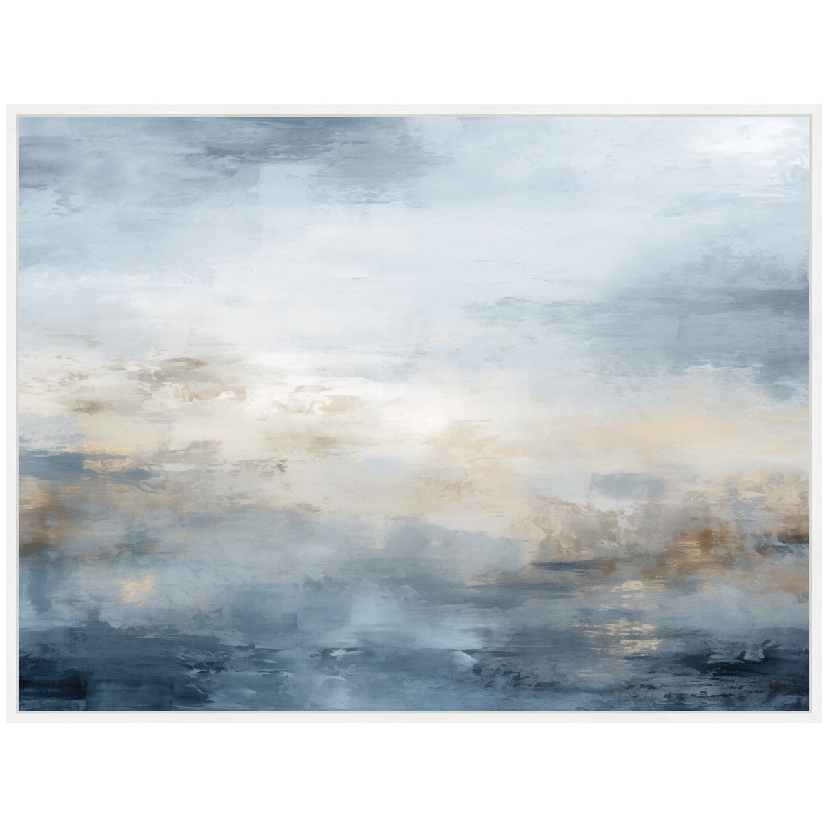 Sylvie Tonal Abstract Oceanic Nautical Serenity Blue Horizontal Framed Canvas by The Creative Bunch Studio
