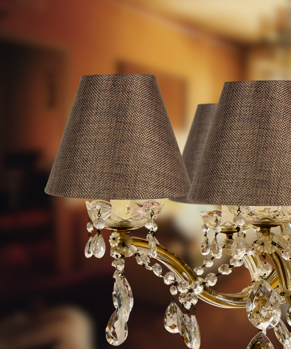 Home Concept Set of 6 Chocolate Burlap Chandelier Lamp Shade - 6"W x 5" Slant Height
