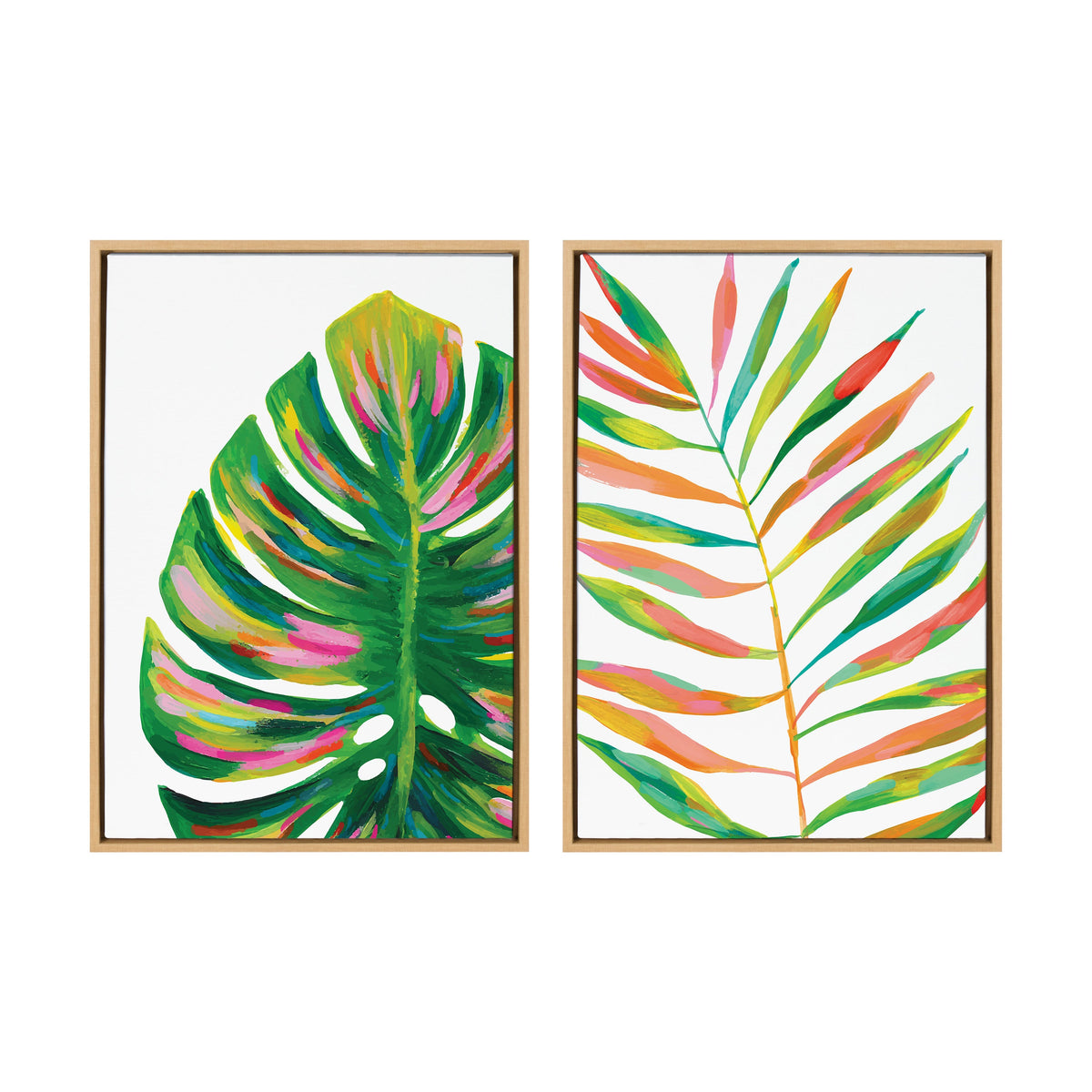 Sylvie EV Monstera and EV Palma No 2 Framed Canvas Art Set of 2 by Jessi Raulet of Ettavee