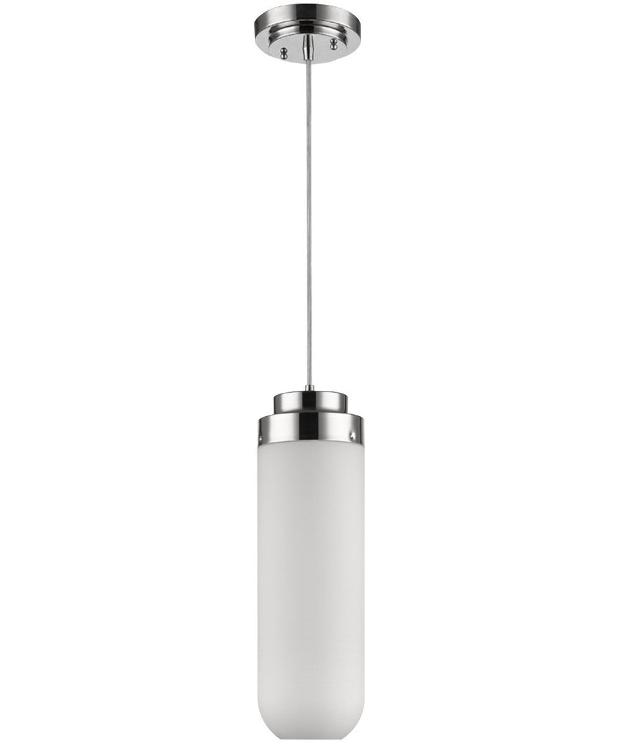 Solar 1-Light Polished Nickel Pendant Light With Frosted Glass Shade - 6"W