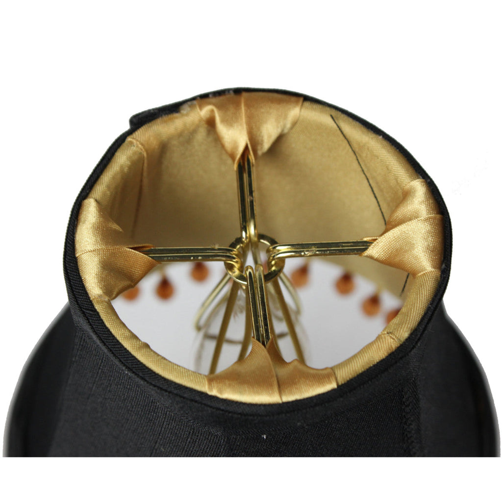 Home Concept Set of 6 Candelabra Stretch with Gold Liner Amber Beads Clip-On Lamp Shade - 5"W x 4" Slant Height