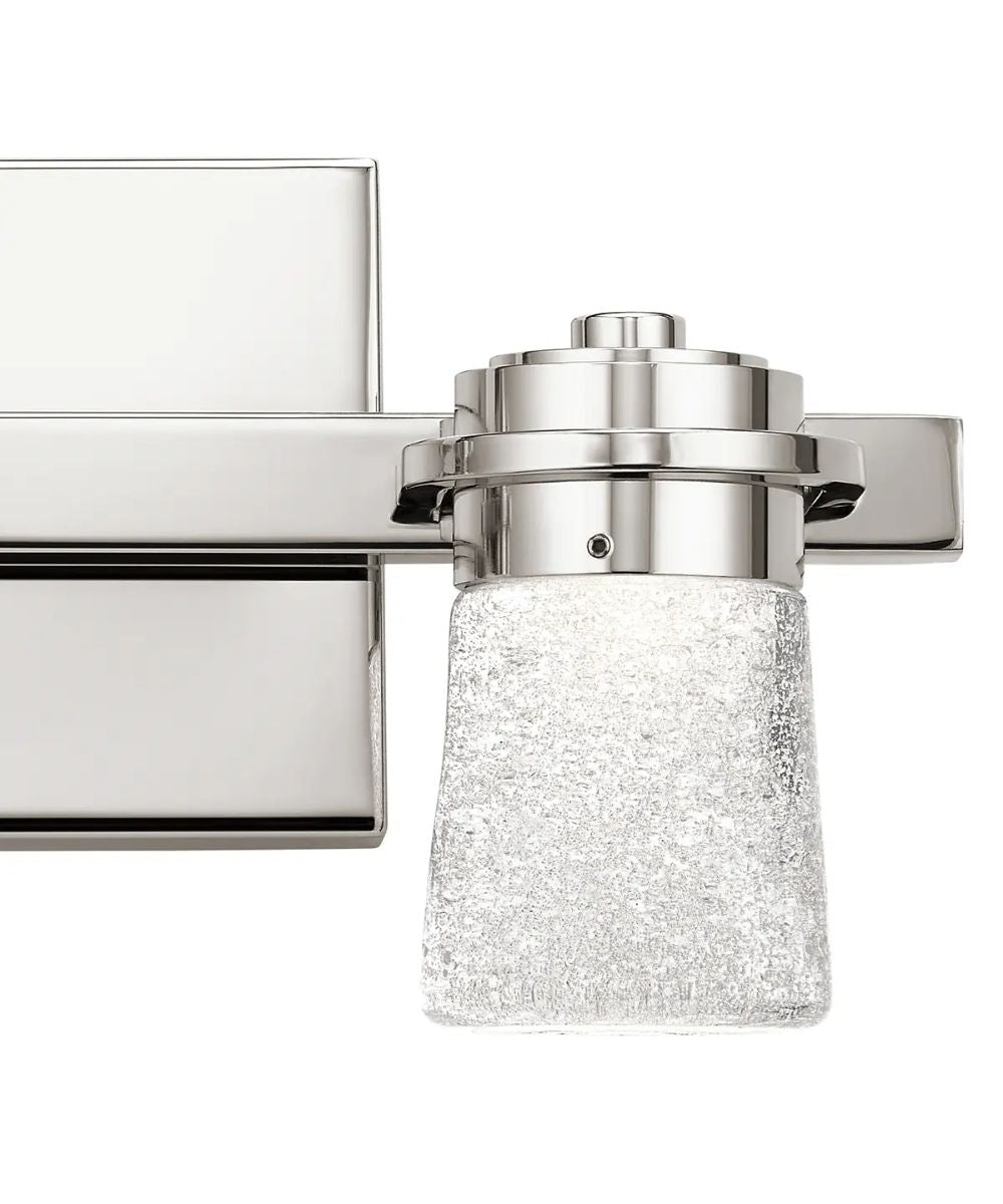 Kichler Vada 15"W 2-Light LED Bathroom Vanity Light, Polished Nickel Finish Clear Bubble Glass Shade