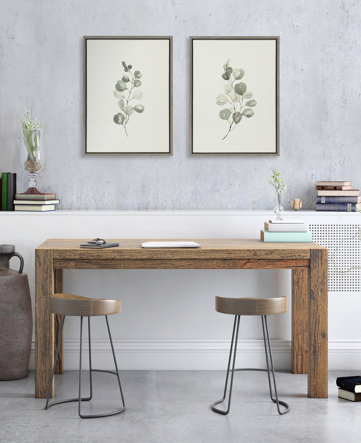Sylvie Eucalyptus Framed Canvas Set of 2 by Maja Mitrovic of Makes My Day Happy