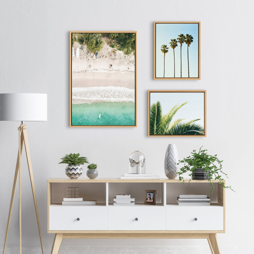 Sylvie Tropical Beach Framed Canvas Set of 3