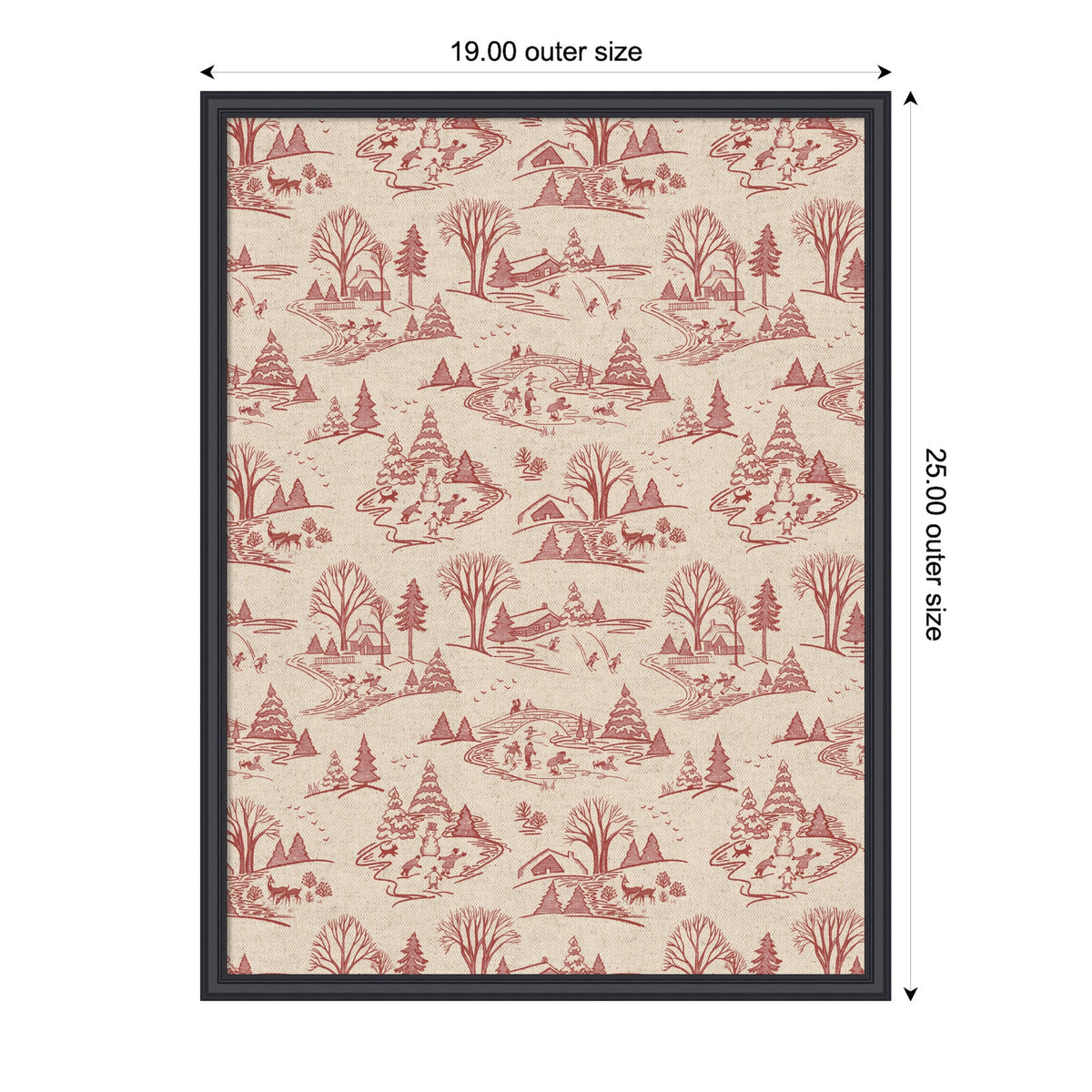 Framed Fabric Magnetic Board Wonderland Red Toile Wall Organization