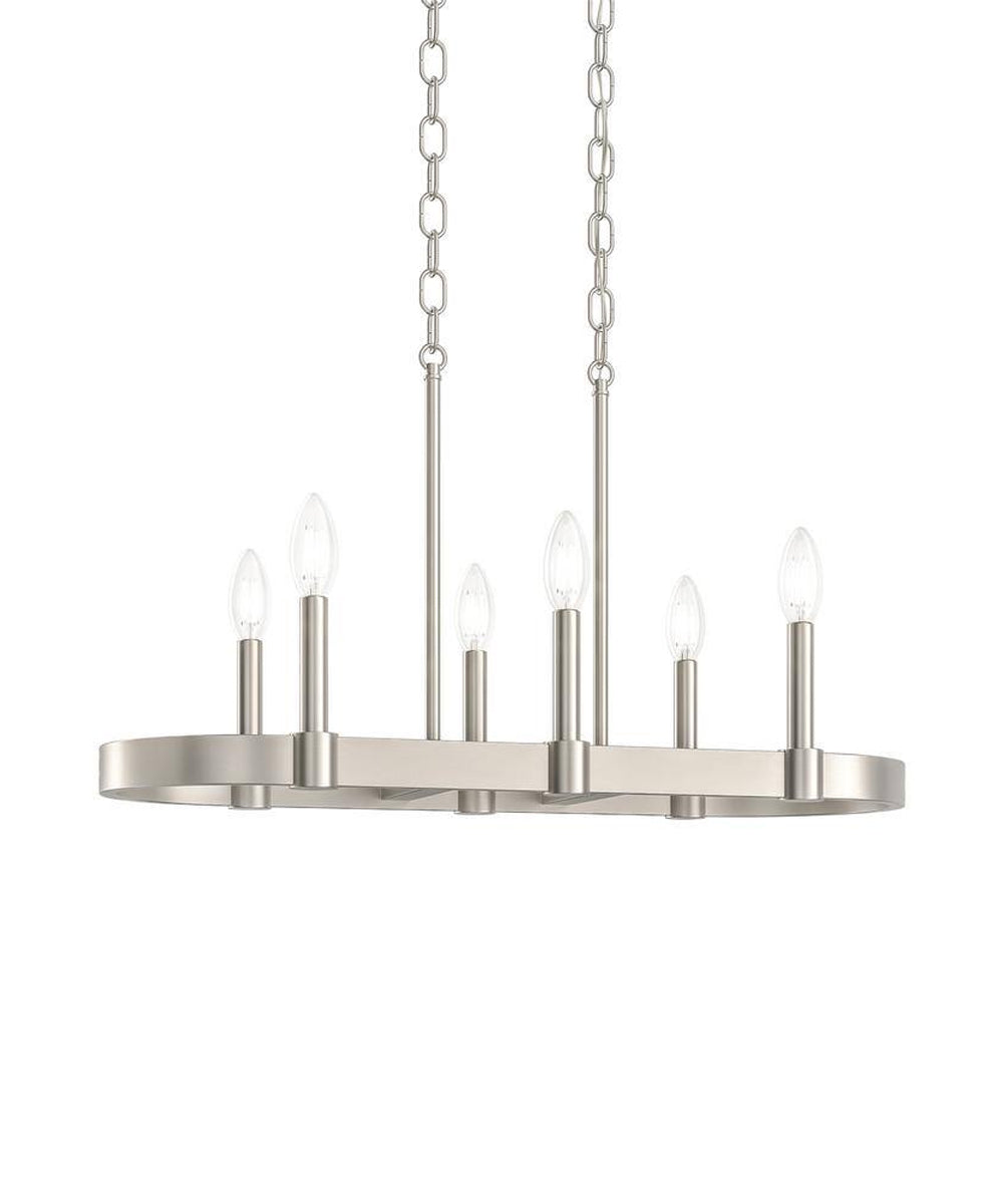 Kichler Brene 28"W 6-light Linear Farmhouse Chandelier Brushed Nickel Finish
