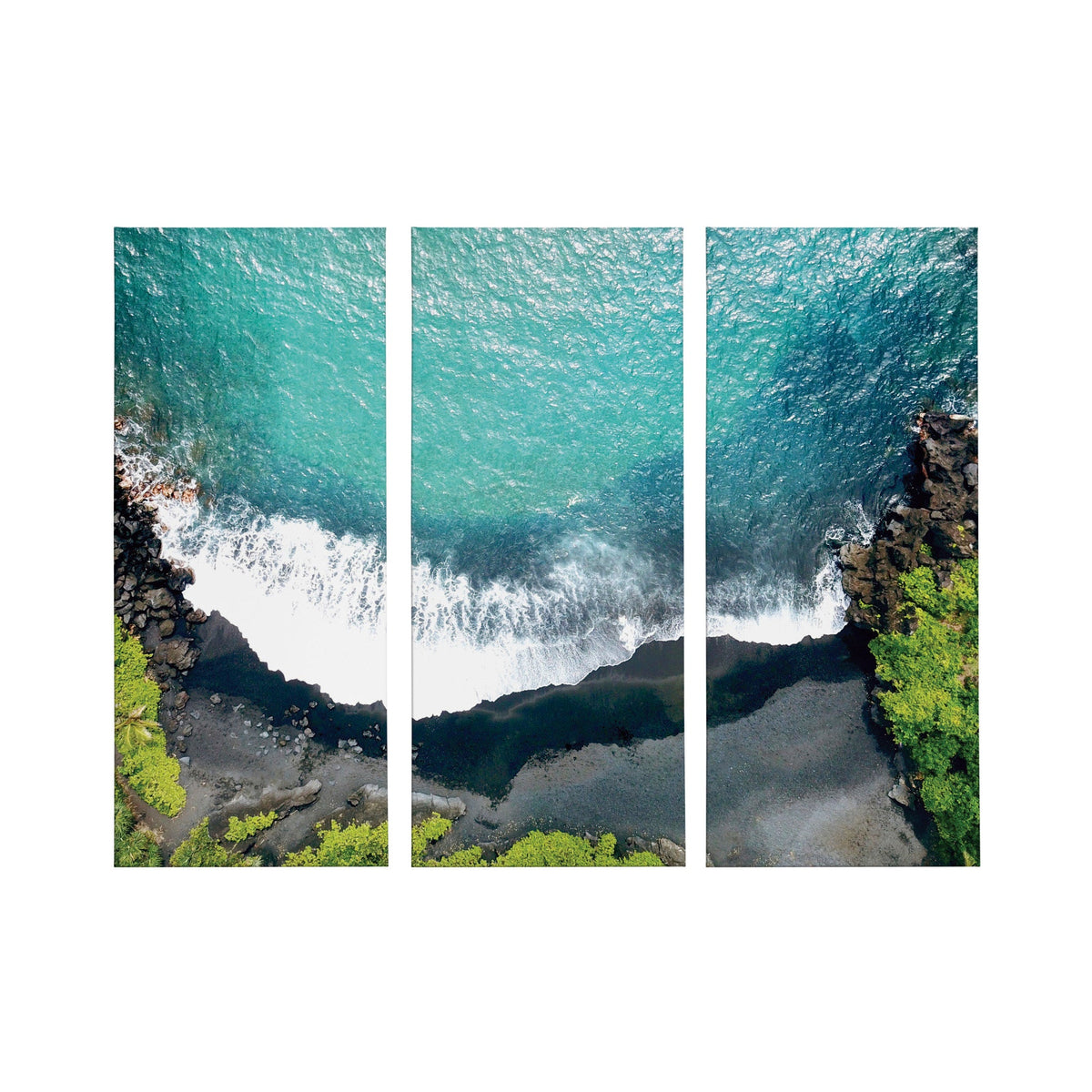 Maui Black Sands Beach Canvas Set of 3 by Rachel Bolgov