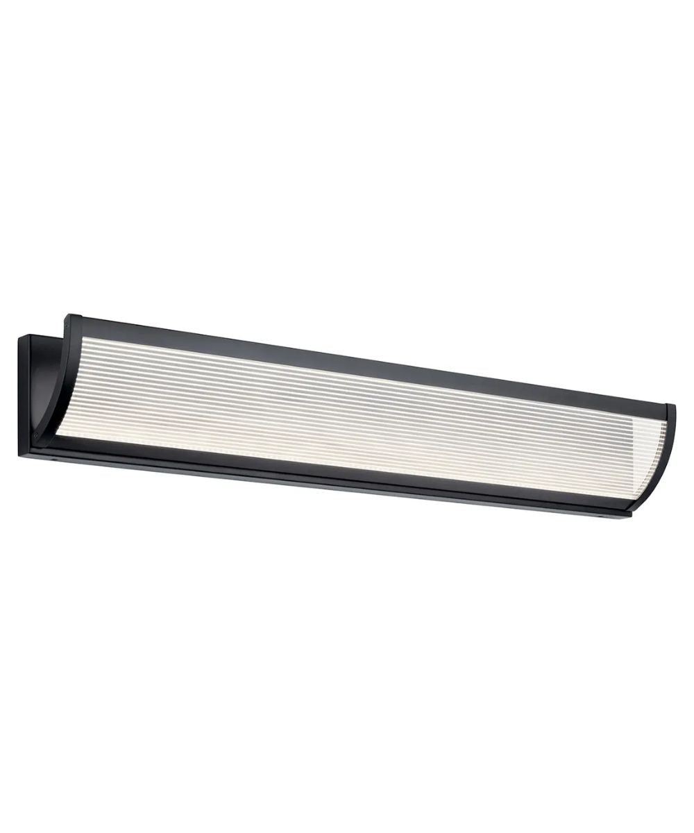 Kichler Roone 34"W 1-Light LED Bathroom Vanity Light Matte Black Finish, Clear Ribbed Shade