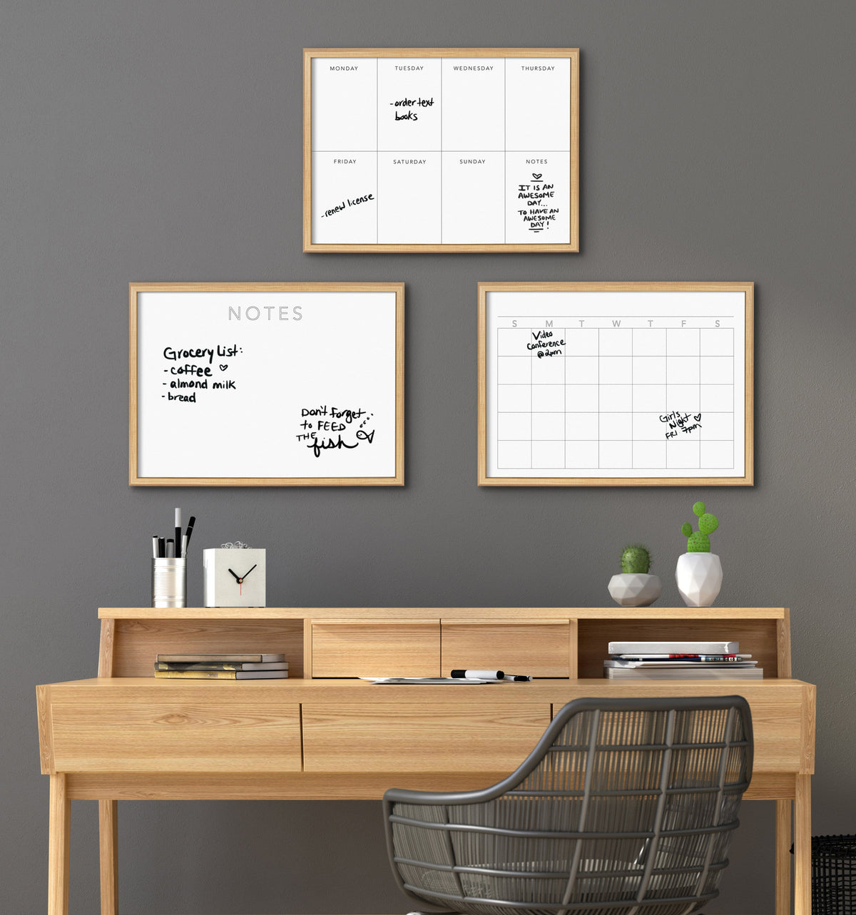Blake This Week Framed Glass Dry-Erase Weekly Planner by The Creative Bunch Studio