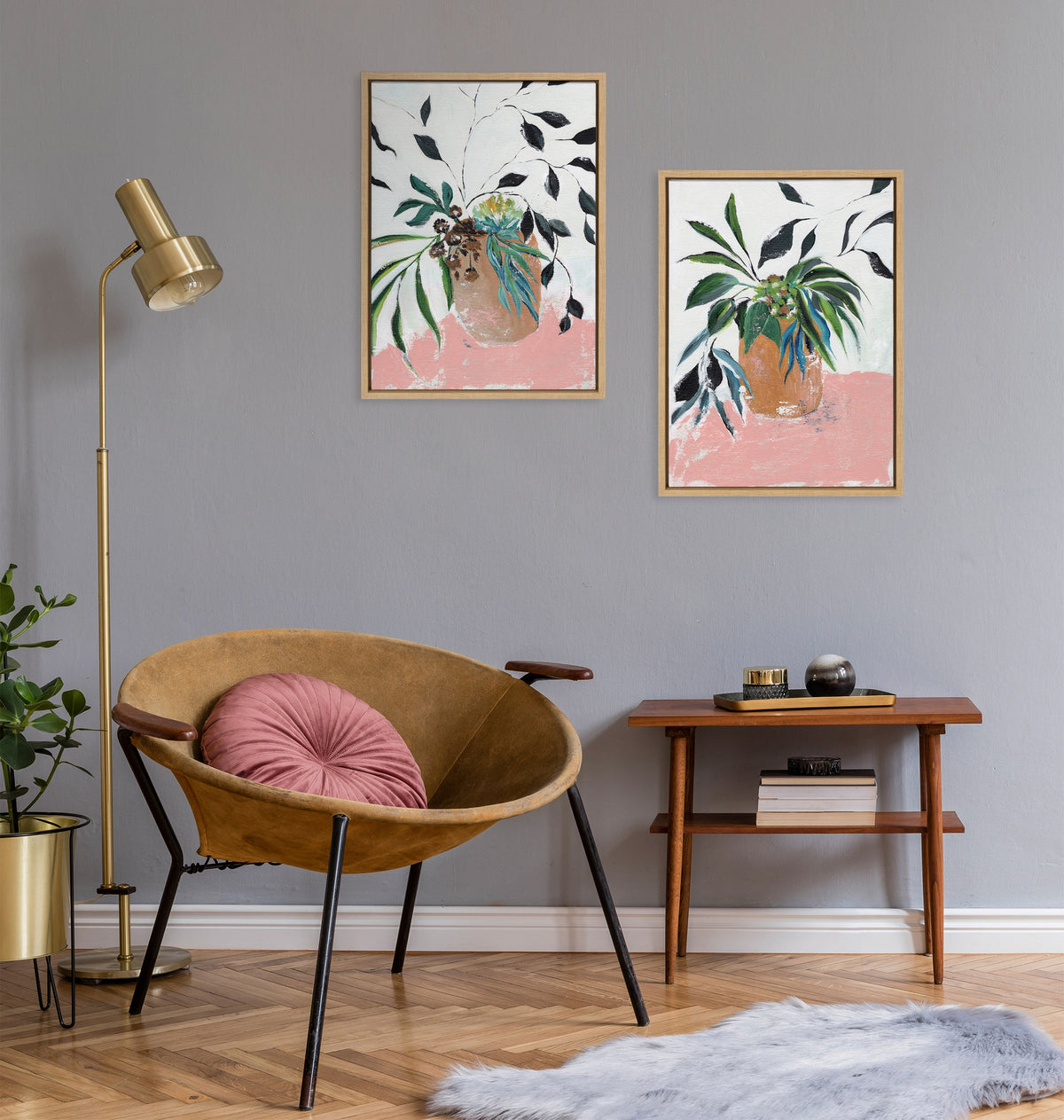 Sylvie Wild Foliage l and II Framed Canvas Art Set of 2 by Nikita Jariwala
