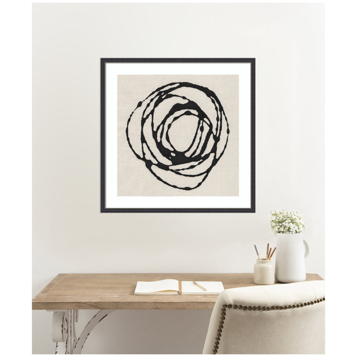 Framed Art Flowing Circle Abstract by The Creative Bunch Studio