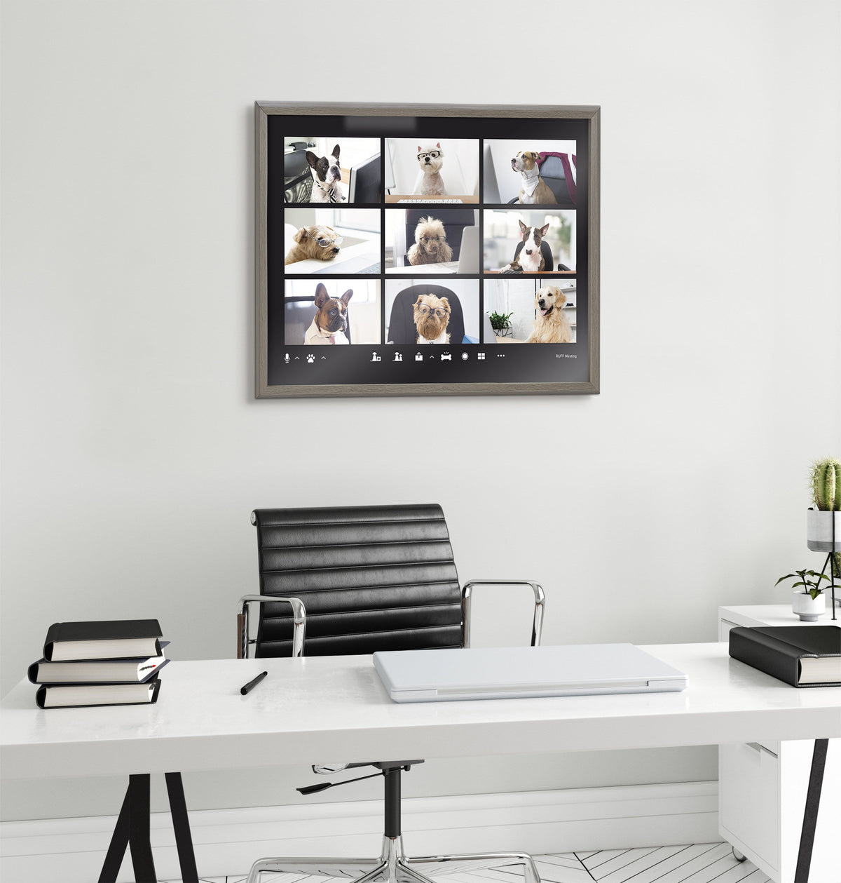 Blake Video Chat Dogs Framed Printed Glass by The Creative Bunch Studio