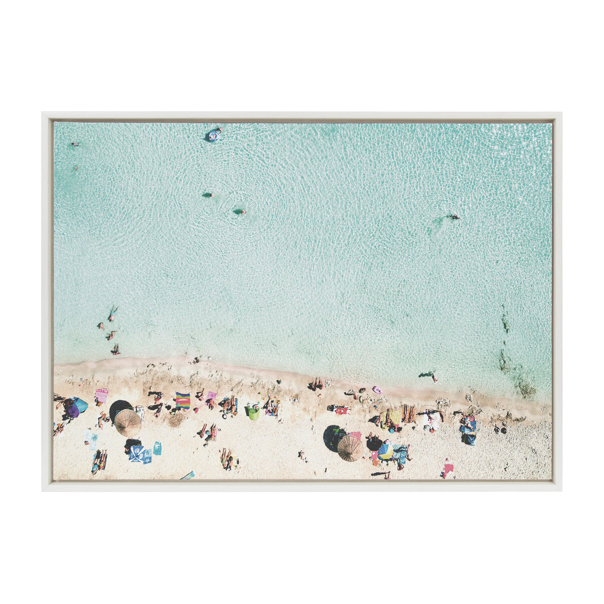 Sylvie Turquoise Beach from Above Framed Canvas by Amy Peterson Art Studio